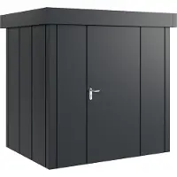 Hörmann , Metall-Gerätehaus "Juno" mit Flachdach, JFD4 - Design, 214 x 166 cm (B x T), anthrazit, 1-flüglige Tür, Anschlag rechts