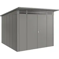 Hörmann , Metall-Gerätehaus "Juno" mit Pultdach, JPD10 - Design, 262 x 262 cm (B x T), graualuminium, 2-flüglige Tür