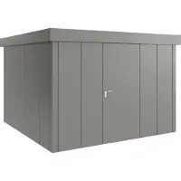 Hörmann , Metall-Gerätehaus "Juno" mit Flachdach, JFD14 - Design, 310 x 310 cm (B x T), graualuminium, 1-flüglige Tür, Anschlag rechts