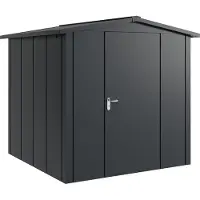 Hörmann , Metall-Gerätehaus "Juno" mit Satteldach, JSD5 - Design, 214 x 214 cm (B x T), anthrazit, 1-flüglige Tür, Anschlag rechts