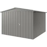 Hörmann , Metall-Gerätehaus "Juno" mit Satteldach, JSD14 - Modern, 310 x 310 cm (B x T), graualuminium, 1-flüglige Tür, Anschlag links
