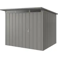 Hörmann , Metall-Gerätehaus "Juno" mit Pultdach, JPD9 - Modern, 262 x 214 cm (B x T), graualuminium, 1-flüglige Tür, Anschlag links