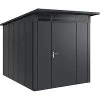 Hörmann , Metall-Gerätehaus "Juno" mit Pultdach, JPD6 - Design, 214 x 262 cm (B x T), anthrazit, 1-flüglige Tür, Anschlag rechts
