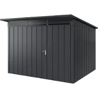 Hörmann , Metall-Gerätehaus "Juno" mit Pultdach, JPD13 - Modern, 310 x 262 cm (B x T), anthrazit, 1-flüglige Tür, Anschlag links