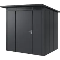 Hörmann , Metall-Gerätehaus "Juno" mit Pultdach, JPD4 - Design, 214 x 166 cm (B x T), anthrazit, 1-flüglige Tür, Anschlag links