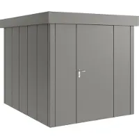 Hörmann , Metall-Gerätehaus "Juno" mit Flachdach, JFD6 - Design, 214 x 262 cm (B x T), graualuminium, 1-flüglige Tür, Anschlag rechts