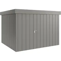 Hörmann , Metall-Gerätehaus "Juno" mit Flachdach, JFD13 - Modern, 310 x 262 cm (B x T), graualuminium, 1-flüglige Tür, Anschlag rechts