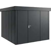 Hörmann , Metall-Gerätehaus "Juno" mit Flachdach, JFD10 - Design, 262 x 262 cm (B x T), anthrazit, 1-flüglige Tür, Anschlag rechts