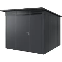 Hörmann , Metall-Gerätehaus "Juno" mit Pultdach, JPD10 - Design, 262 x 262 cm (B x T), anthrazit, 1-flüglige Tür, Anschlag links