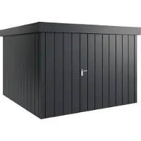 Hörmann , Metall-Gerätehaus "Juno" mit Flachdach, JFD14 - Modern, 310 x 310 cm (B x T), anthrazit, 1-flüglige Tür, Anschlag rechts