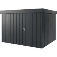 Hörmann , Metall-Gerätehaus "Juno" mit Flachdach, JFD13 - Modern, 310 x 262 cm (B x T), anthrazit, 1-flüglige Tür, Anschlag links