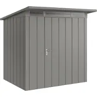 Hörmann , Metall-Gerätehaus "Juno" mit Pultdach, JPD4 - Modern, 214 x 166 cm (B x T), graualuminium, 1-flüglige Tür, Anschlag rechts