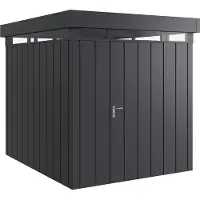 Hörmann , Metall-Gerätehaus "Juno" mit Flachdach, JFD6 - Modern, 214 x 262 cm (B x T), anthrazit, 1-flüglige Tür, Anschlag rechts, mit Lichtband