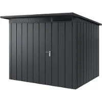 Hörmann , Metall-Gerätehaus "Juno" mit Pultdach, JPD9 - Modern, 262 x 214 cm (B x T), anthrazit, 1-flüglige Tür, Anschlag links