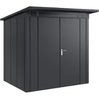 Hörmann , Metall-Gerätehaus "Juno" mit Pultdach, JPD4 - Design, 214 x 166 cm (B x T), anthrazit, 2-flüglige Tür