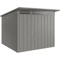 Hörmann , Metall-Gerätehaus "Juno" mit Pultdach, JPD10 - Modern, 262 x 262 cm (B x T), graualuminium, 1-flüglige Tür, Anschlag rechts