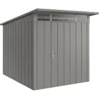Hörmann , Metall-Gerätehaus "Juno" mit Pultdach, JPD6 - Modern, 214 x 262 cm (B x T), graualuminium, 1-flüglige Tür, Anschlag rechts