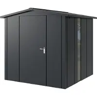 Hörmann , Metall-Gerätehaus "Juno" mit Satteldach, JSD5 - Design, 214 x 214 cm (B x T), anthrazit, mit bodentiefem Fenster, 1-flüglige Tür, Anschlag links