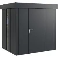 Hörmann , Metall-Gerätehaus "Juno" mit Flachdach, JFD4 - Design, 214 x 166 cm (B x T), anthrazit, mit bodentiefem Fenster, 1-flüglige Tür, Anschlag rechts