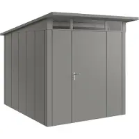 Hörmann , Metall-Gerätehaus "Juno" mit Pultdach, JPD6 - Design, 214 x 262 cm (B x T), graualuminium, 1-flüglige Tür, Anschlag rechts