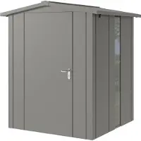 Hörmann , Metall-Gerätehaus "Juno" mit Satteldach, JSD2 - Design, 166 x 166 cm (B x T), graualuminium, mit bodentiefem Fenster, 1-flüglige Tür, Anschlag links