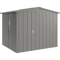 Hörmann , Metall-Gerätehaus "Juno" mit Satteldach, JSD9 - Modern, 262 x 214 cm (B x T), graualuminium, mit bodentiefem Fenster, 1-flüglige Tür, Anschlag rechts
