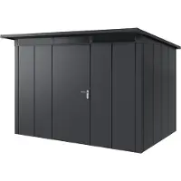 Hörmann , Metall-Gerätehaus "Juno" mit Pultdach, JPD12 - Design, 310 x 214 cm (B x T), anthrazit, 1-flüglige Tür, Anschlag links