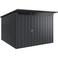 Hörmann , Metall-Gerätehaus "Juno" mit Pultdach, JPD14 - Modern, 310 x 310 cm (B x T), anthrazit, 1-flüglige Tür, Anschlag rechts