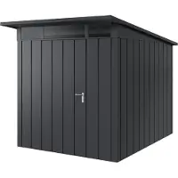Hörmann , Metall-Gerätehaus "Juno" mit Pultdach, JPD6 - Modern, 214 x 262 cm (B x T), anthrazit, 1-flüglige Tür, Anschlag links