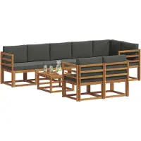 vidaXL Outdoor-Sofagarnitur 9 stk. Natur und Anthrazit