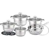 Cheffinger Edelstahl Topfset 12 teilig für alle Herdarten Neu