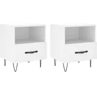 DELUKE Nachttisch RISO 2er Set Weiß 40x35x47,5 cm | Beistelltisch mit Schublade Nachtschränkchen für Schlafzimmer