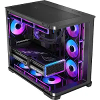 ITek DARK CAVE Gehäuse PC Gaming ATX Curved Schwarz gehärtetes Glas RGB Flüssigkeitskühlung