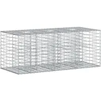 vidaXL Gabionen-Hochbeet 140 x 60 x 55 cm Verzinkter Stahl Silber