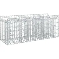 vidaXL Gabionen-Hochbeet 150 x 50 x 60 cm Verzinkter Stahl Silber
