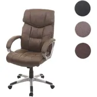 Mendler Bürostuhl HWC-A71, Chefsessel Drehstuhl Schreibtischstuhl, Stoff/Textil, Wildleder-Optik braun