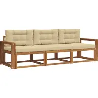 vidaXL Outdoor-Sofagarnitur mit Kissen 3 pcs Natur und Beige