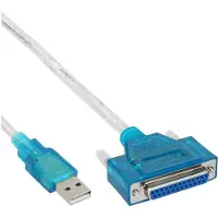 InLine USB zu 25pol parallel, Drucker-Adapterkabel, 1,8m, DB-25 female, DB25, 1,8 m, Blau, Transparent