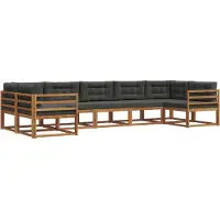 vidaXL Outdoor-Sofagarnitur 7 stk. Natur und Anthrazit