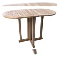 DELUKE Balkontisch MARTIN oval klappbar - Teak, Natur, 120x60x75cm | Gartentisch Balkon-Tisch Kleiner Tisch Terrassentisch Verandatisch