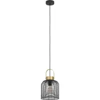 Eglo ROUNDHAM Hängeleuchte Hängelampe Pendellampe Pendelleuchte - H110 x Ø22cm - schwarz, messing-gebürstet - 1X40W exkl. - IP20