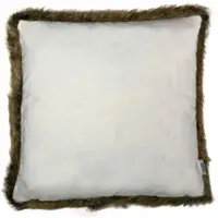 Lazis Kissenhuelle Nauders uni 50x50 cm braun - Digitalprint mit Fellrand