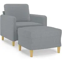 Syfax Sessel mit Hocker Hellgrau 60 cm Stoff
