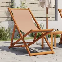 vidaXL Schlichtes Strandstuhl Klappbar Taupe Massivholz Eukalyptus und Stoff Campingstühle DE3294
