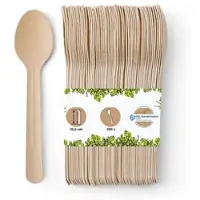 Biozoyg 100 Stück Papierlöffel 16,5cm braun umweltfreundliche Einweglöffel stabile angenehme Papierlöffel biologisch abbaubar für Catering, Events