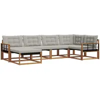 vidaXL Outdoor-Sofagarnitur 6 stk. Natürlich und Hellgrau