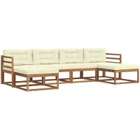 vidaXL Outdoor-Sofagarnitur 6 stk. Natur und Creme