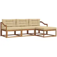 vidaXL Outdoor-Sofagarnitur 4 stk. Natur und Beige