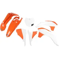 Ufo Verkleidungskit PLAST 7-teilig Verkleidungssatz Kunststoff für KTM SX 250 ccm Bj. 2016, Farbe:orange / weiß