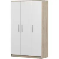 FABRYKA MEBLI IDŹCZAK Drehtürenschrank Kleiderschrank OMEGA 19, 120cm, Sonoma/Weiß, Alufarbene Griffe